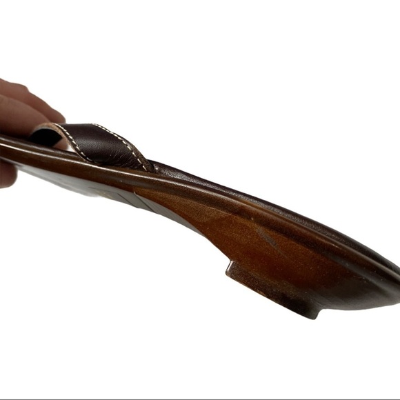 Bravo Browns Brown Leather Flip Flops Low Heel 9M - Picture 4 of 7